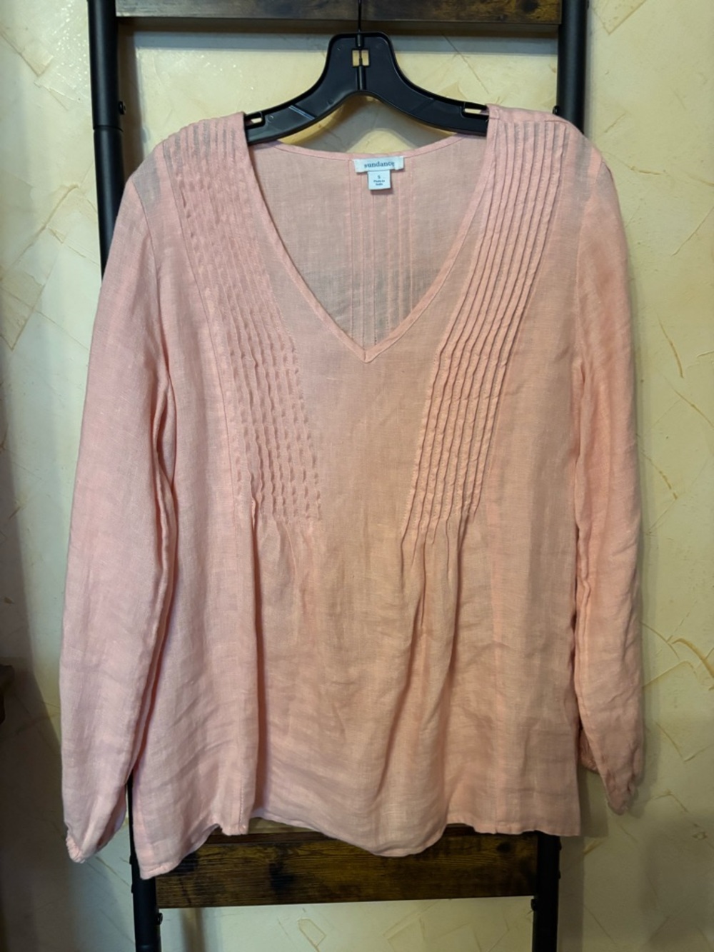 Sundance Size S V-Neck Pintuck Linen Tunic